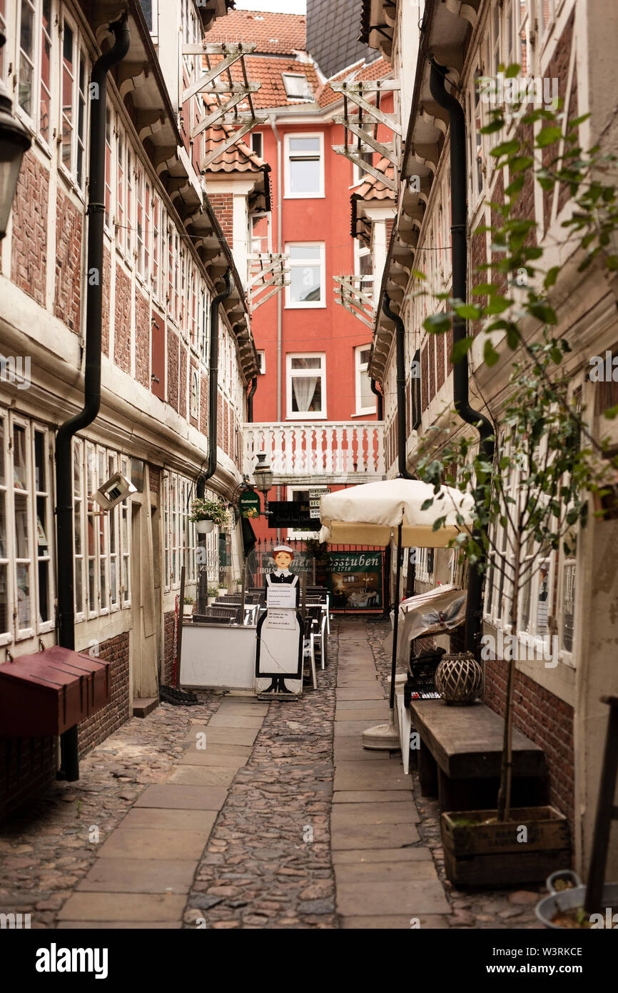 I negozi e il museo di Krameramtsstuben (appartamenti dei generi alimentari), edifici storici a Krayenkamp, nel quartiere Neustadt di Amburgo, Germania. Foto Stock