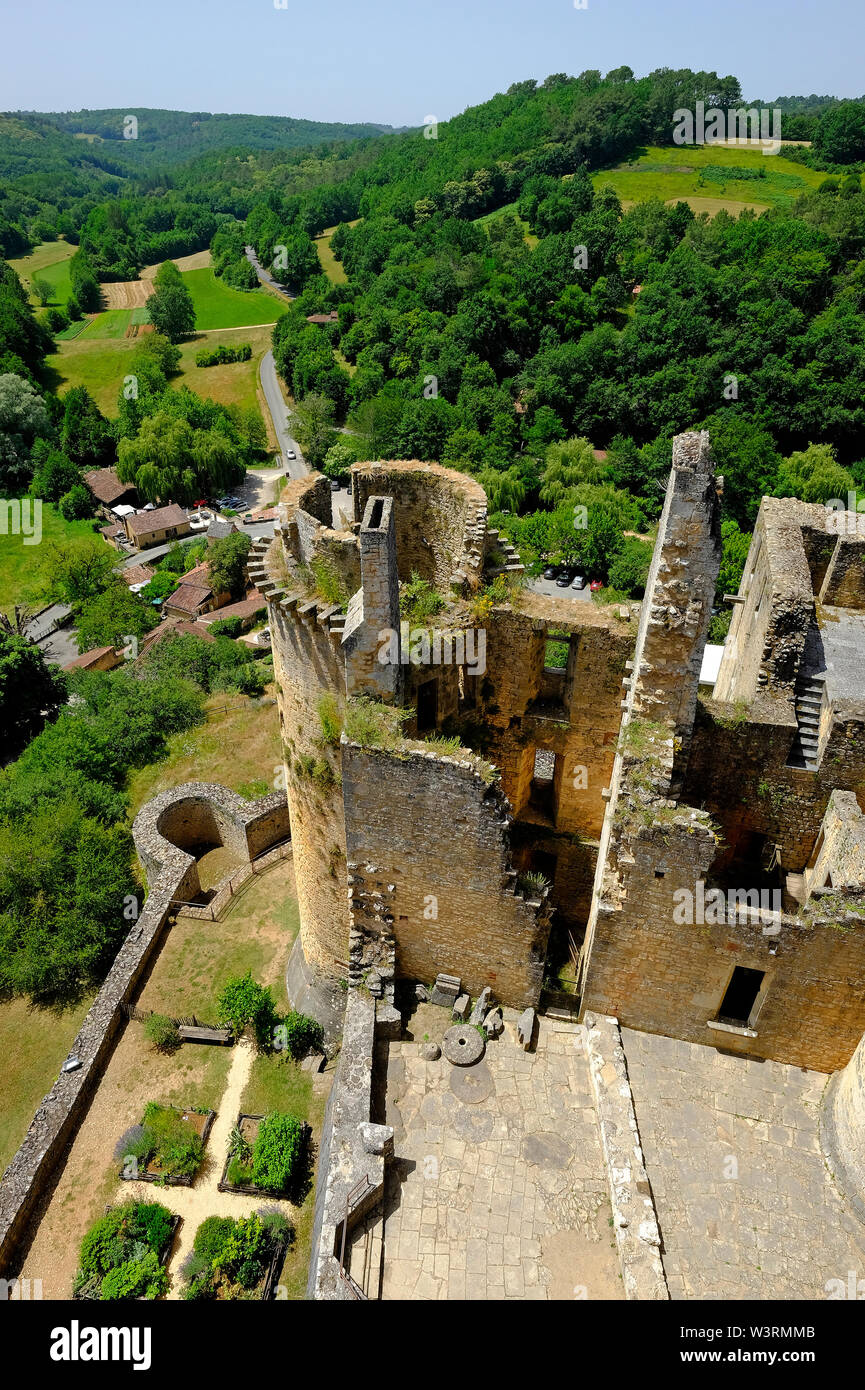 Chateau de bonaguil, fumel, valle del Lot, Francia Foto Stock