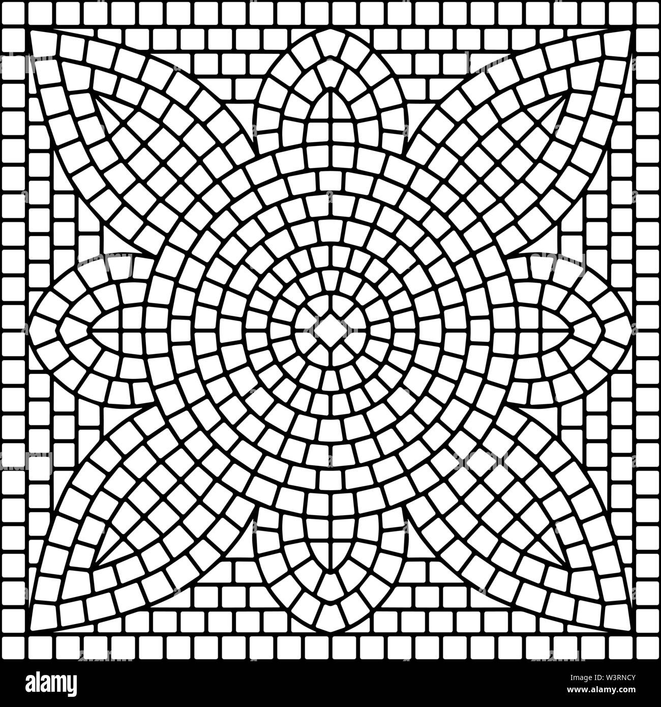 Un mosaico antico piastrella ceramica pattern. Illustrazione Vettoriale