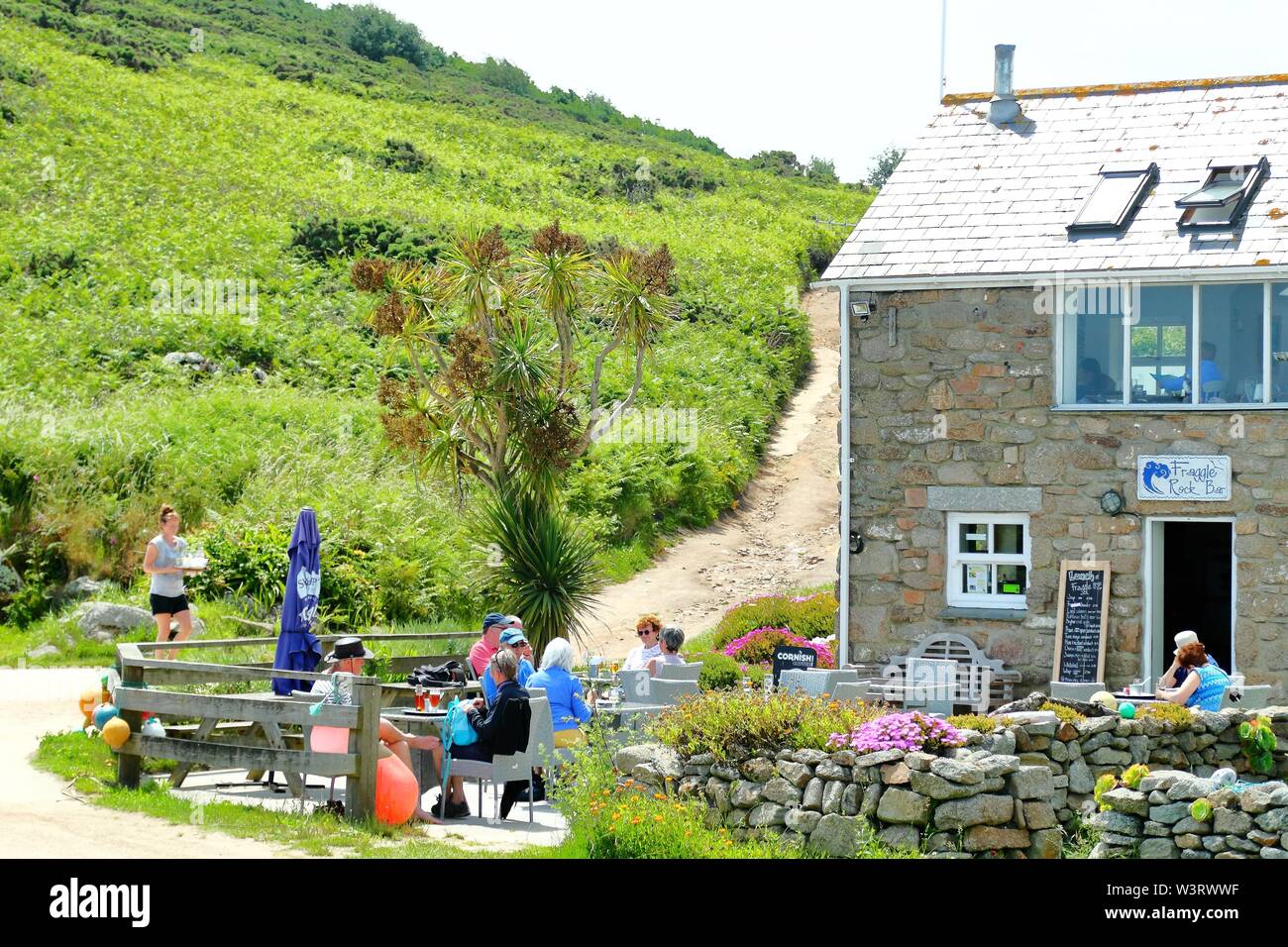Fraggle Rock bar sull'isola di Bryher, isole Scilly, Cornwall, Regno Unito Foto Stock