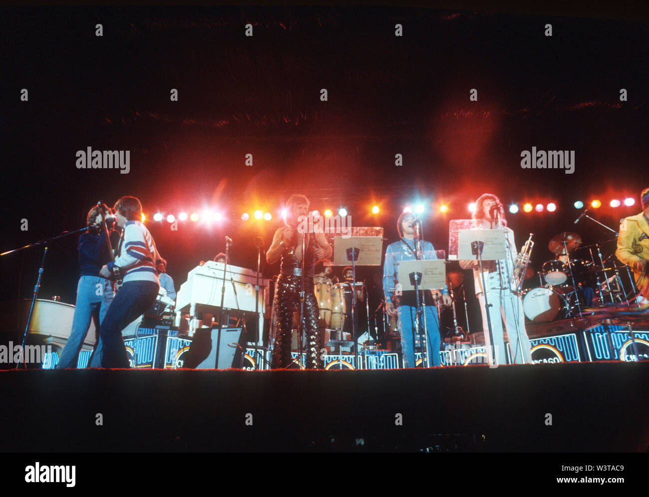 CHICAGO noi del gruppo rock circa 1975 a Los Angeles, California. Photo: Jeffrey Mayer Foto Stock