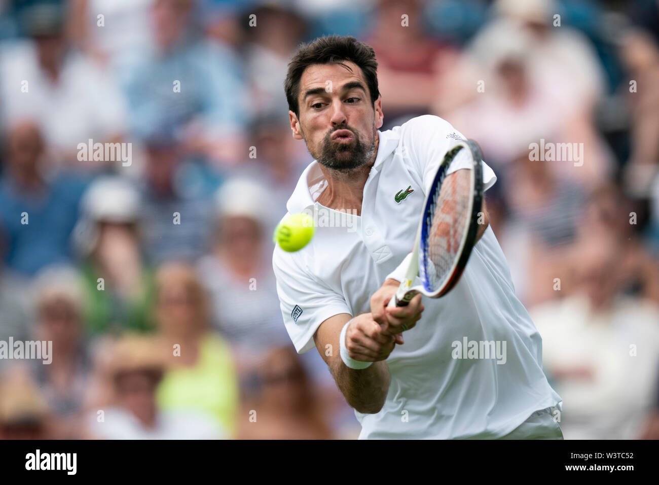 Jeremy Chardy della Francia in azione contro Cameron Norrie di GBR a valle della natura International 2019, Devonshire Park, Eastbourne Foto Stock