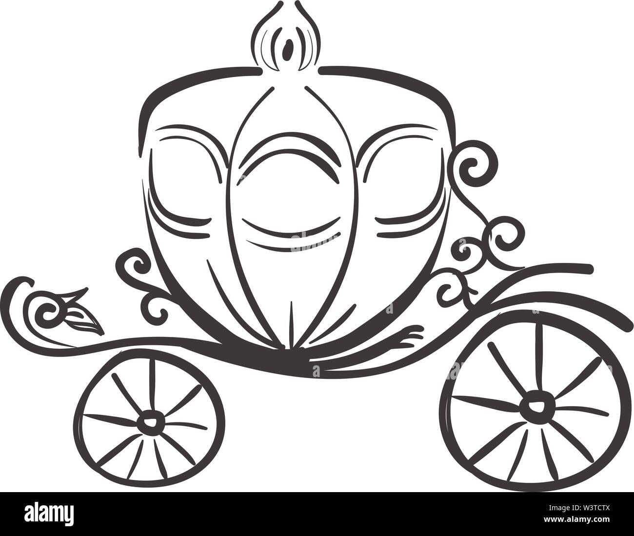 Un elegante carrozza silhouette, il vettore, il colore di disegno o illustrazione. Illustrazione Vettoriale