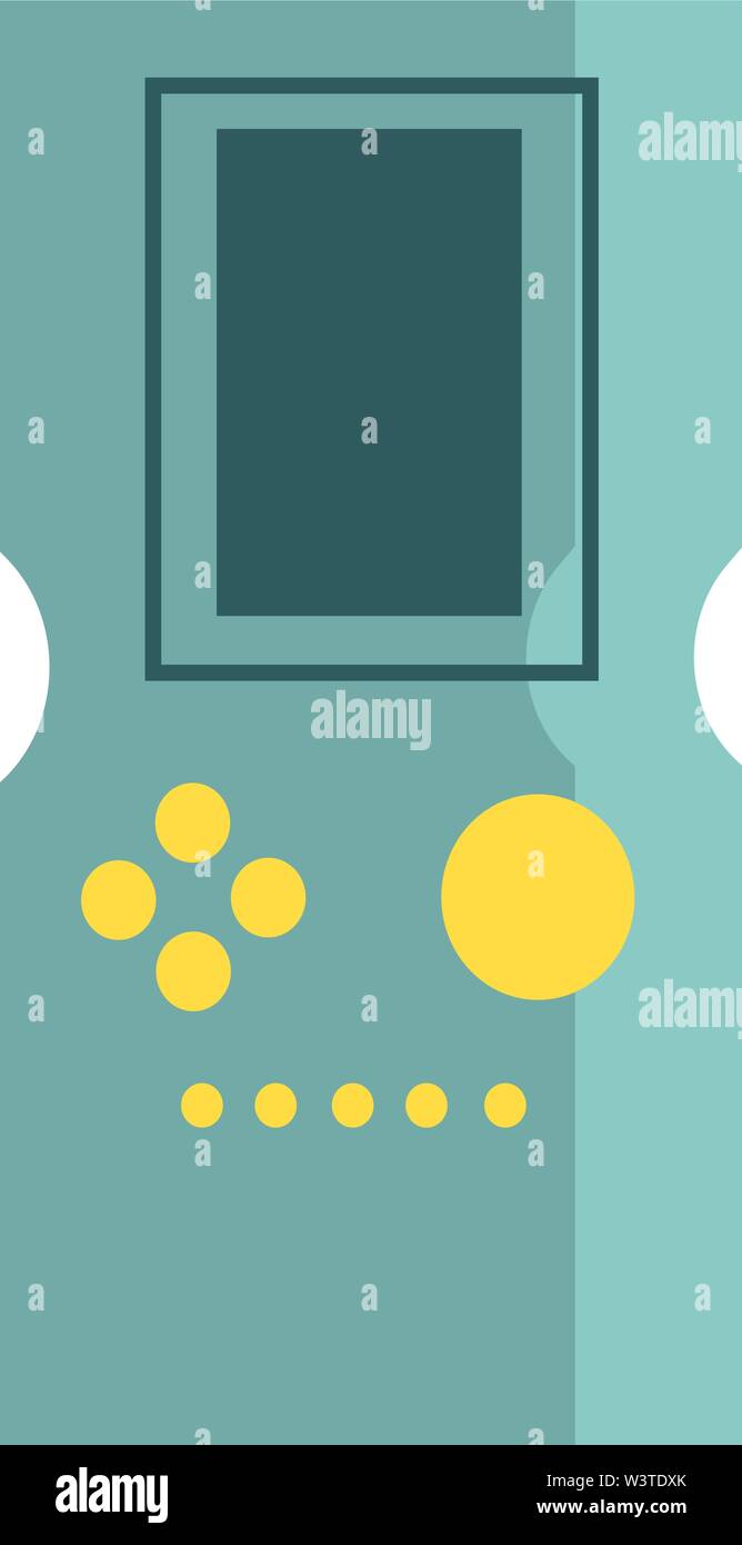 Un colore blu game boy con pulsanti di colore giallo, il vettore, il colore di disegno o illustrazione. Illustrazione Vettoriale