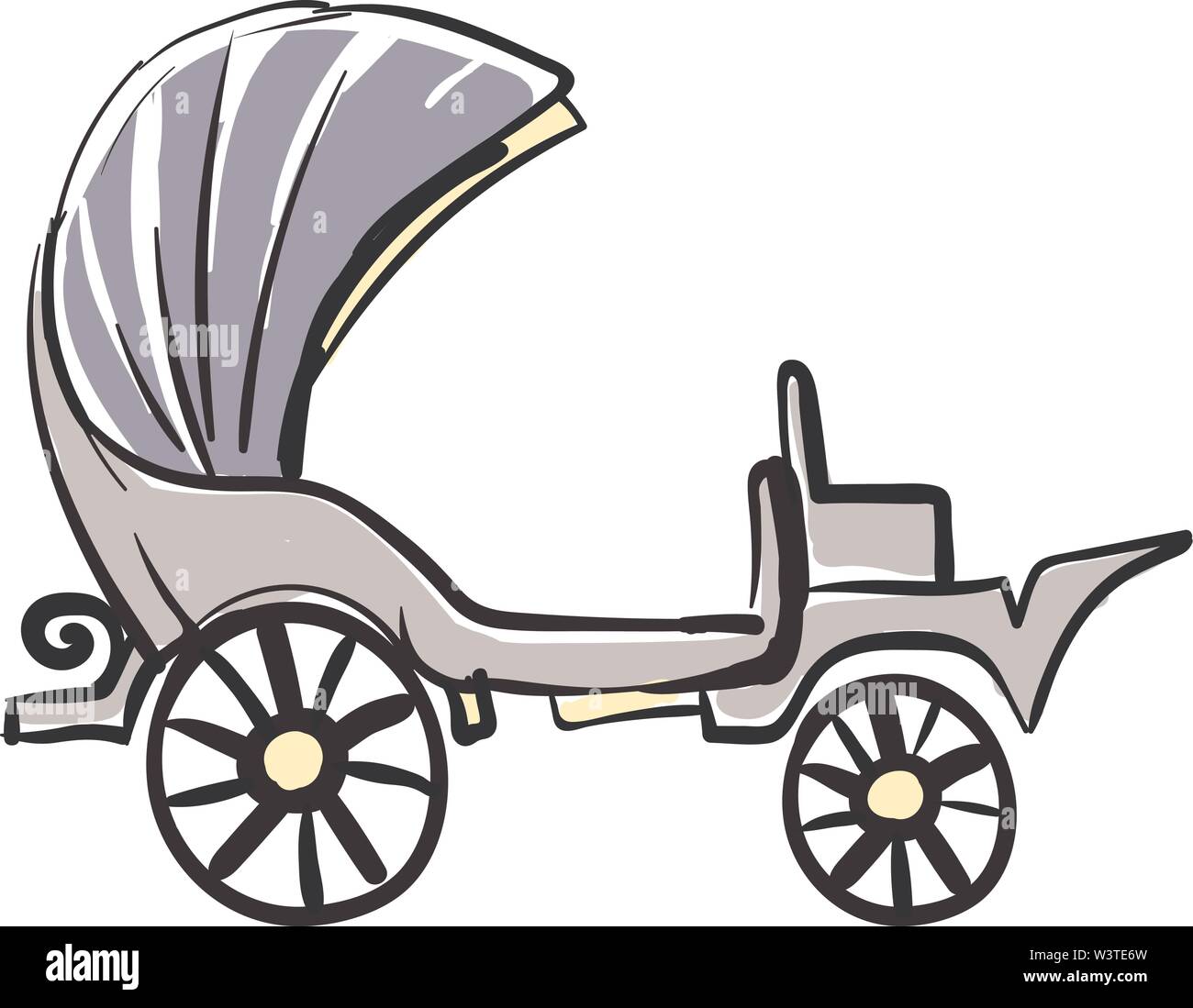 A cavallo carrello grigio, il vettore, il colore di disegno o illustrazione. Illustrazione Vettoriale