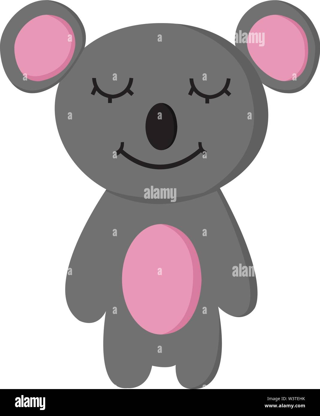 Un cartone animato di un felice koala con gli occhi chiusi, il vettore, il colore di disegno o illustrazione. Illustrazione Vettoriale