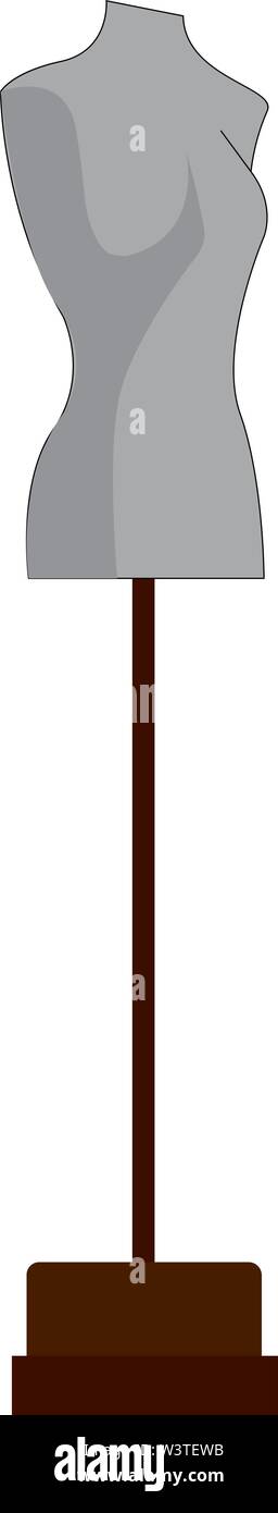 Grigio di un corpo femmina manichino con un piedistallo di legno, il vettore, il colore di disegno o illustrazione. Illustrazione Vettoriale