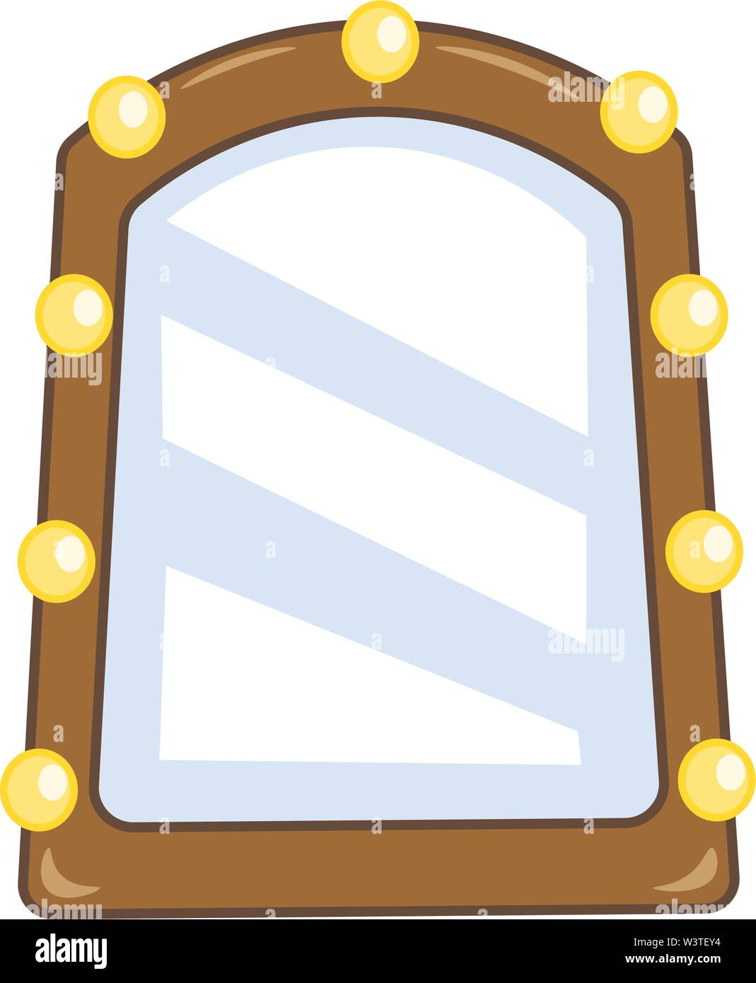 Uno specchio con una luce gialla lampadine, vettore, il colore di disegno o illustrazione. Illustrazione Vettoriale