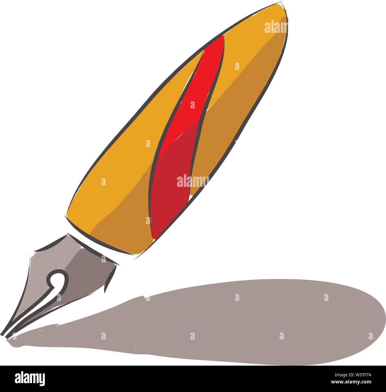 Un rosso e di colore arancio penna stilografica, il vettore, il colore di disegno o illustrazione. Illustrazione Vettoriale
