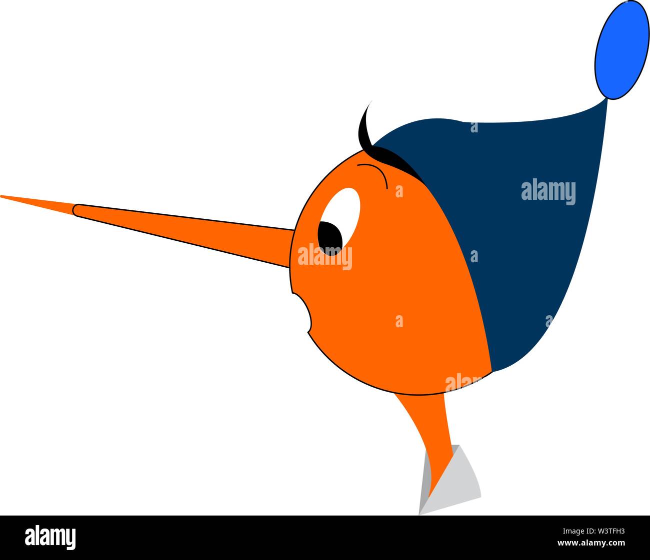 Un personaggio immaginario chiamato Pinocchio con un naso lungo, il vettore, il colore di disegno o illustrazione. Illustrazione Vettoriale