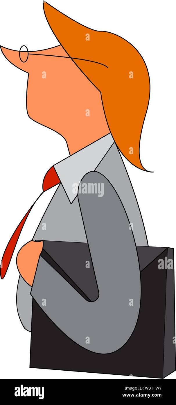 Un vecchio uomo d affari con un file nella sua mano che indossa una cravatta rossa, il vettore, il colore di disegno o illustrazione. Illustrazione Vettoriale