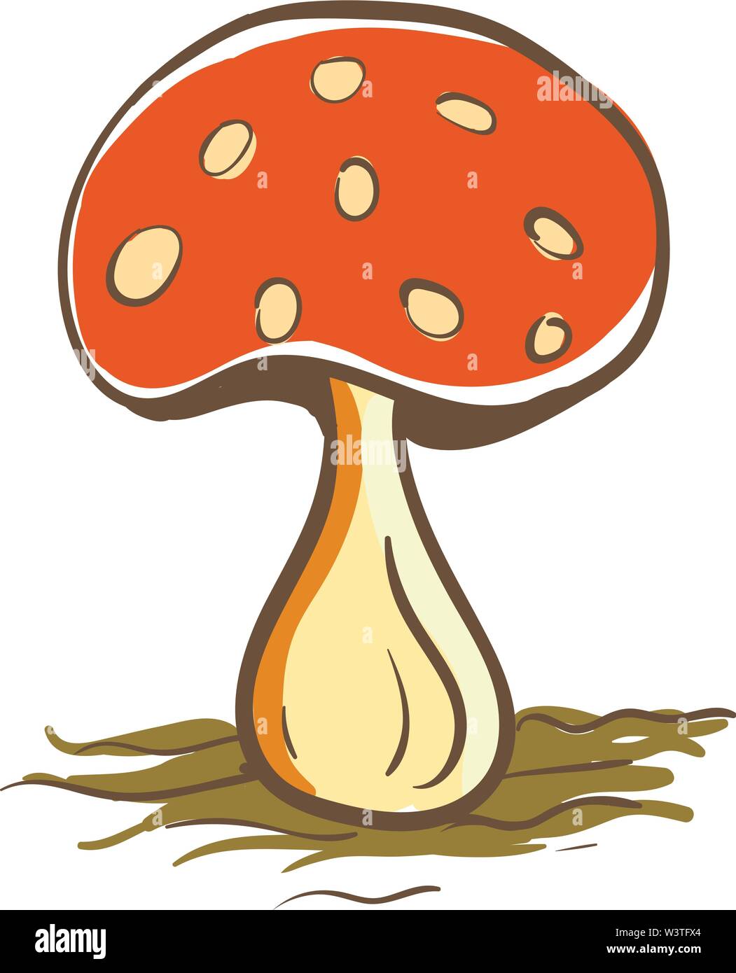 Un colore rosso fungo con spot, il vettore, il colore di disegno o illustrazione. Illustrazione Vettoriale
