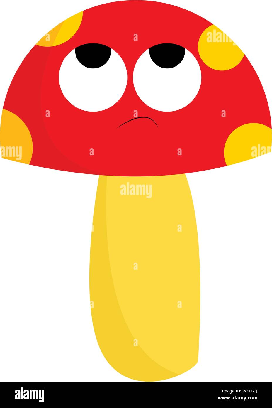 Un fungo triste in rosso e giallo, il vettore, il colore di disegno o illustrazione. Illustrazione Vettoriale