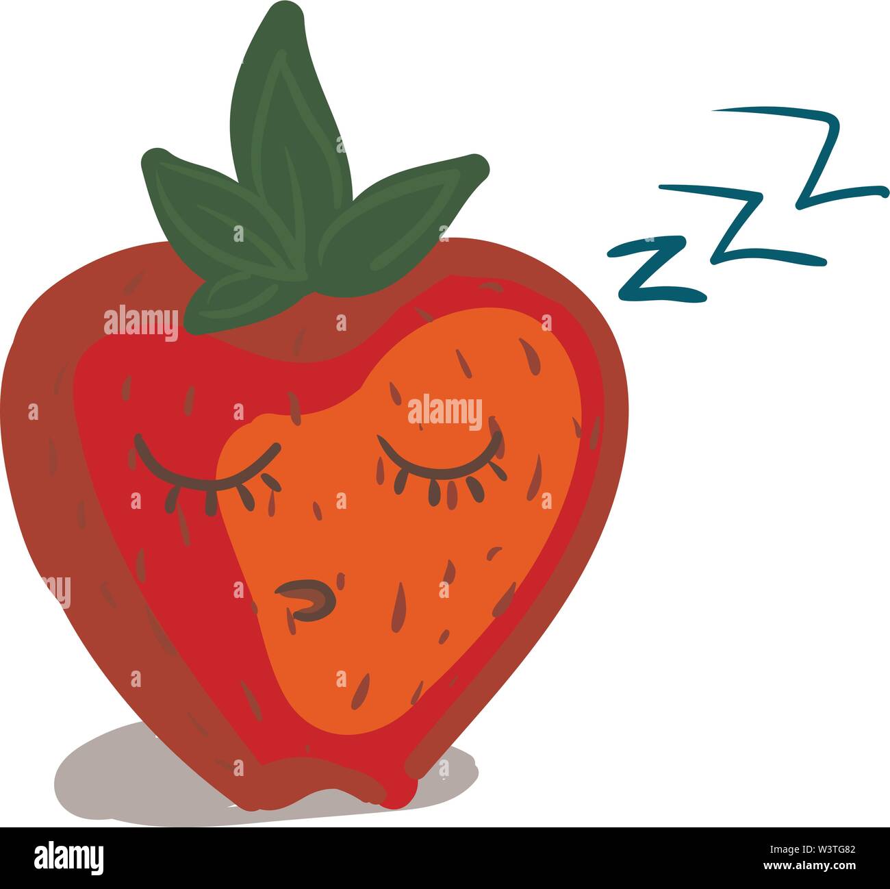 Una grande bella fragola che è in un buon sonno, il vettore, il colore di disegno o illustrazione. Illustrazione Vettoriale