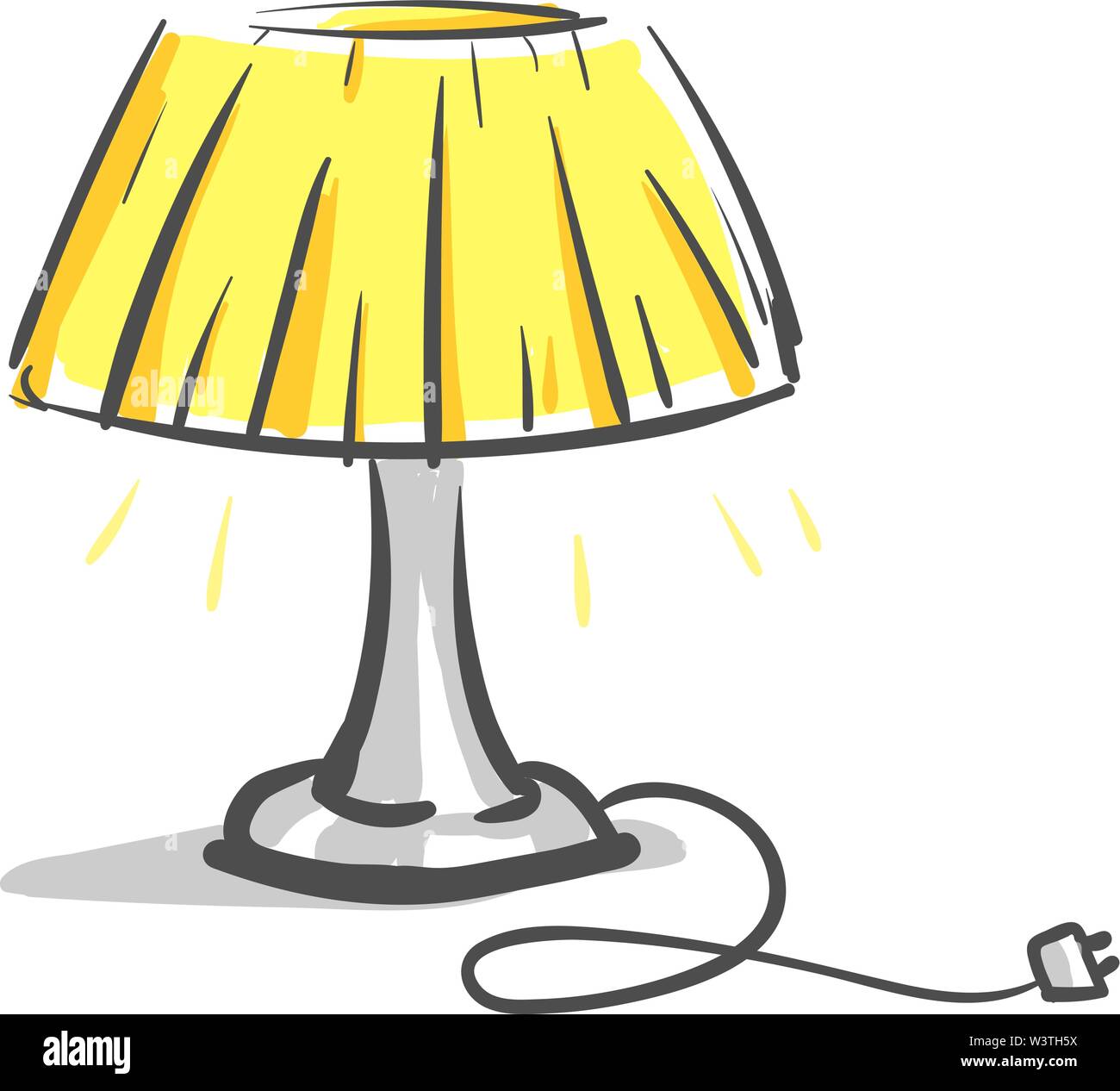 Un piccolo incandescente lampada da tavolo in colore giallo, il vettore, il colore di disegno o illustrazione. Illustrazione Vettoriale