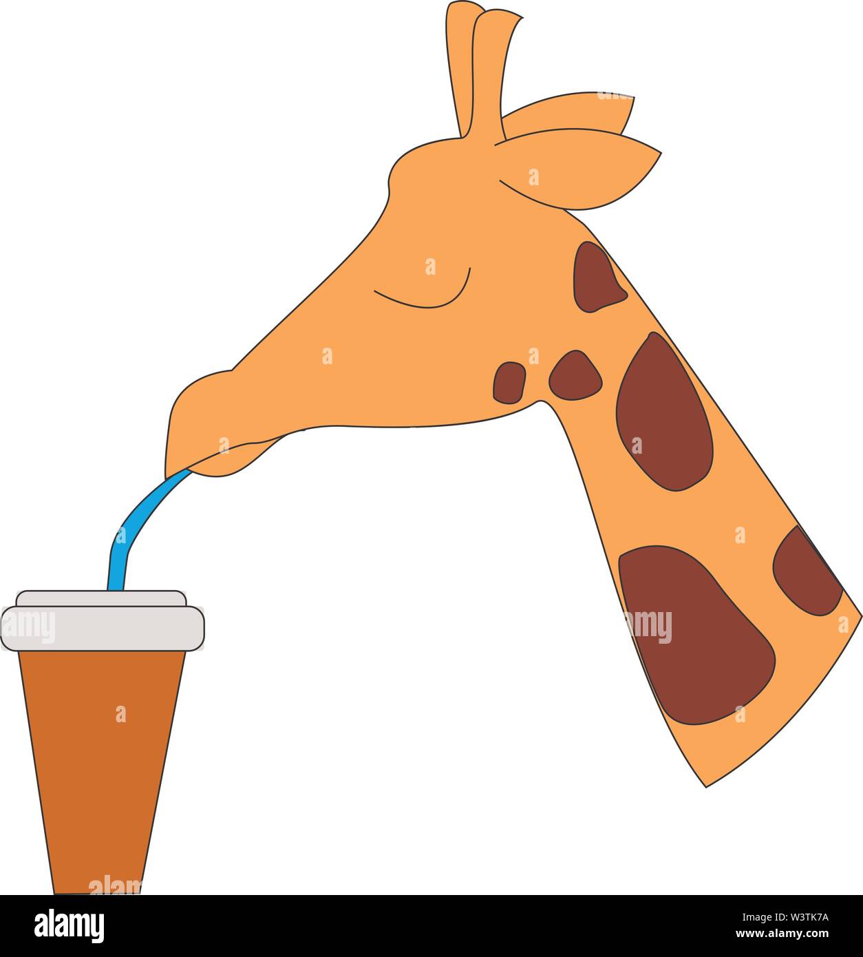 Giraffe bere soda, illustrazione, vettore su sfondo bianco. Illustrazione Vettoriale