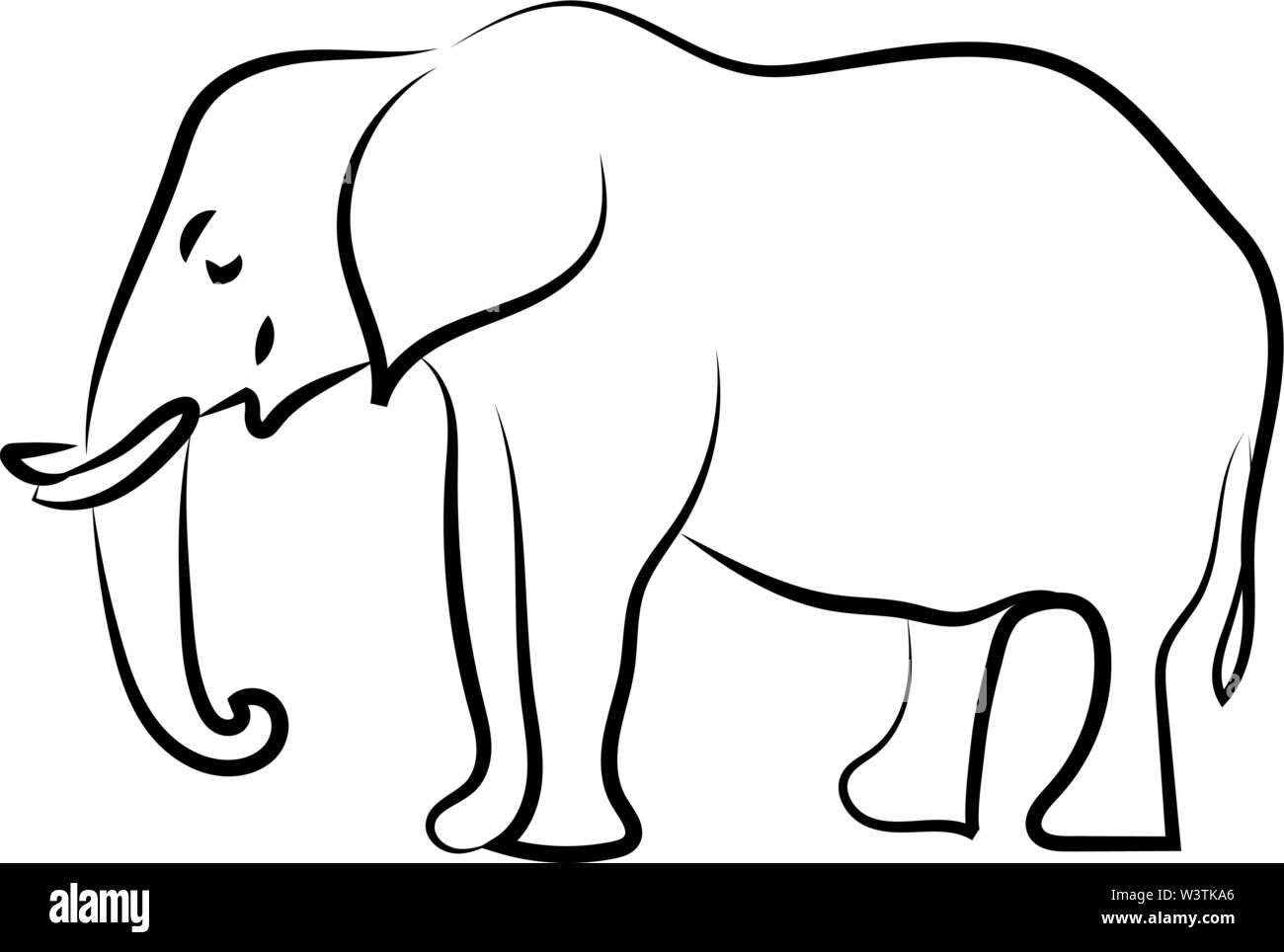 Schizzo di elefante, illustrazione vettore su sfondo bianco. Illustrazione Vettoriale