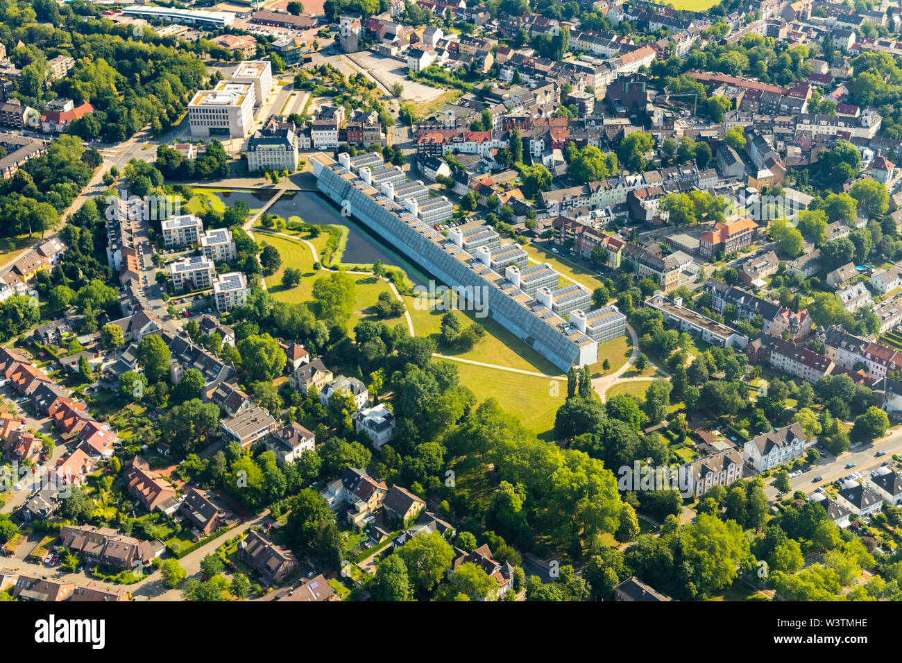 Fotografia aerea del Parco della Scienza di Gelsenkirchen a Gelsenkirchen Ruhrgebeit im in Renania settentrionale-Vestfalia in Germania, la zona della Ruhr, Europa, antenna pho Foto Stock