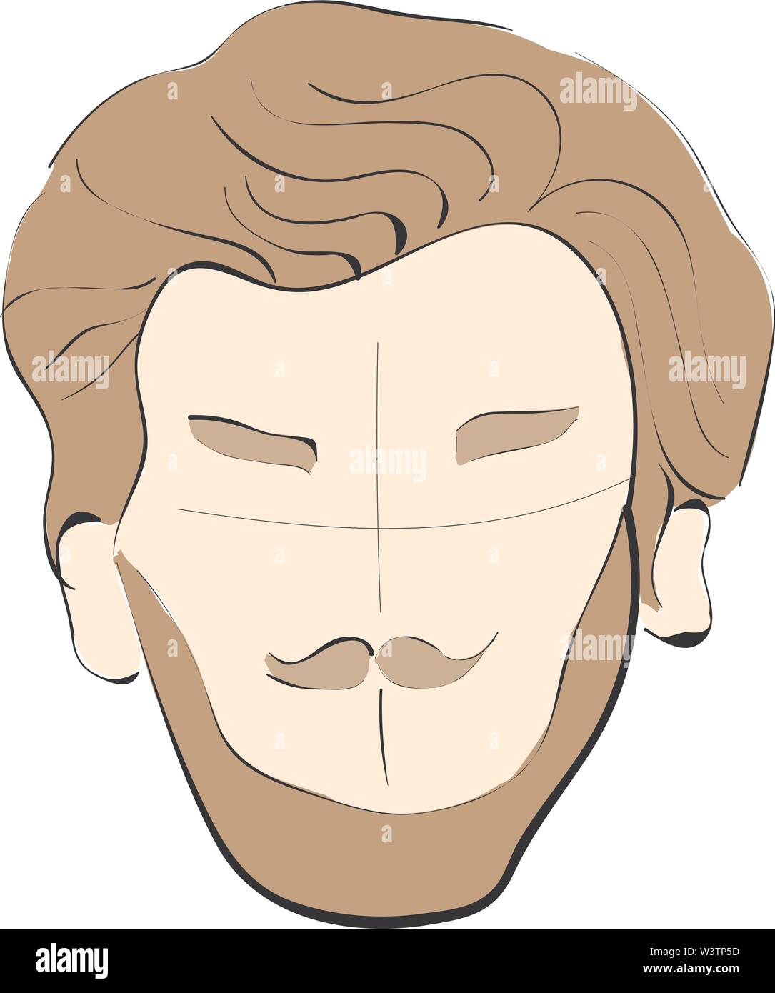 Ritratto di un uomo con la barba e baffi, illustrazione vettore su sfondo bianco. Illustrazione Vettoriale