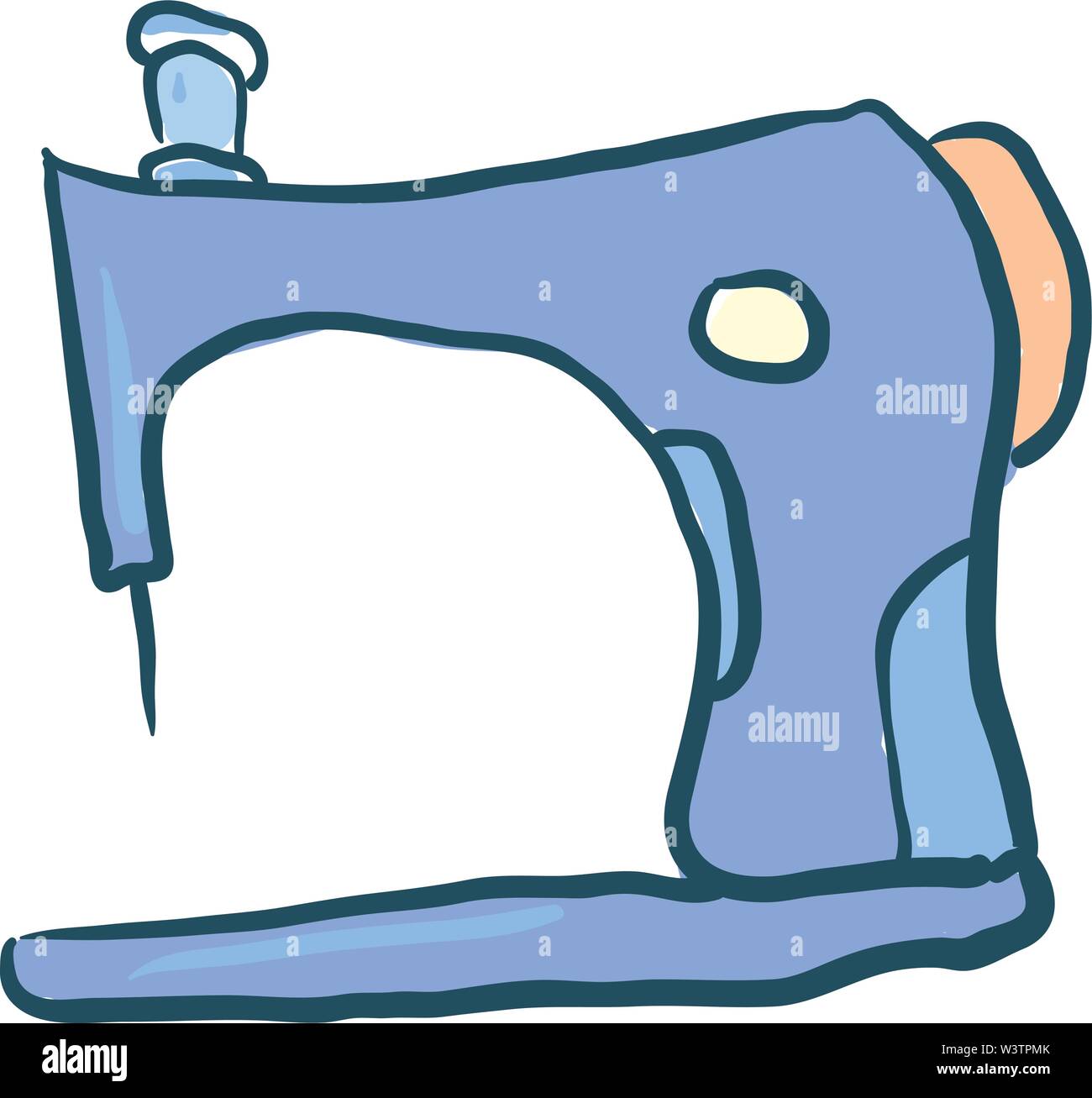Blu macchina da cucire, illustrazione vettore su sfondo bianco. Illustrazione Vettoriale