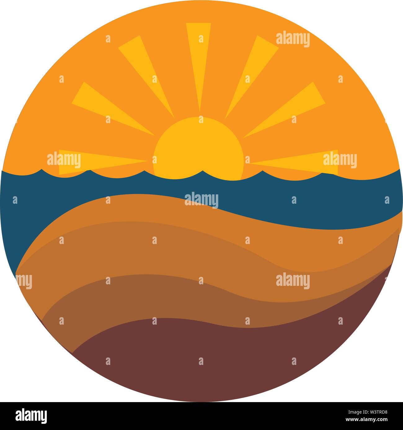 Bel tramonto, illustrazione vettore su sfondo bianco. Illustrazione Vettoriale