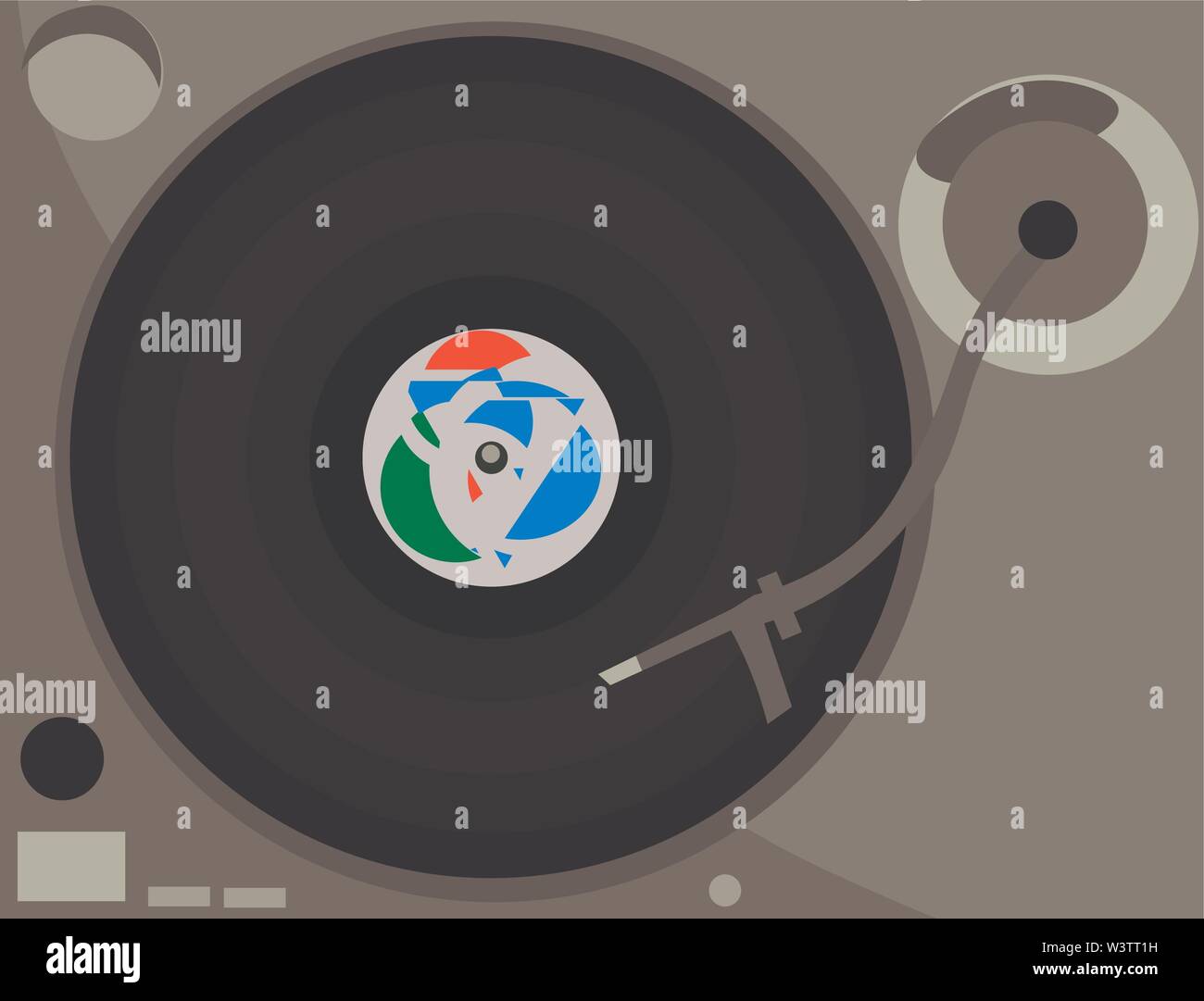 Macchina di vinile, illustrazione vettore su sfondo bianco. Illustrazione Vettoriale