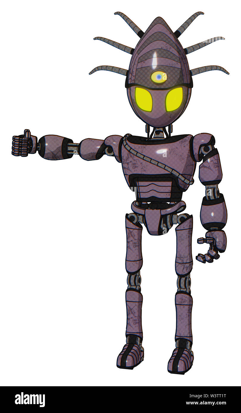 Automa contenente elementi: grigio stile alieno testa, gli occhi gialli, eyeball creatura corona, luce exoshielding torace, cavo telaio, Ultralight piede... Foto Stock