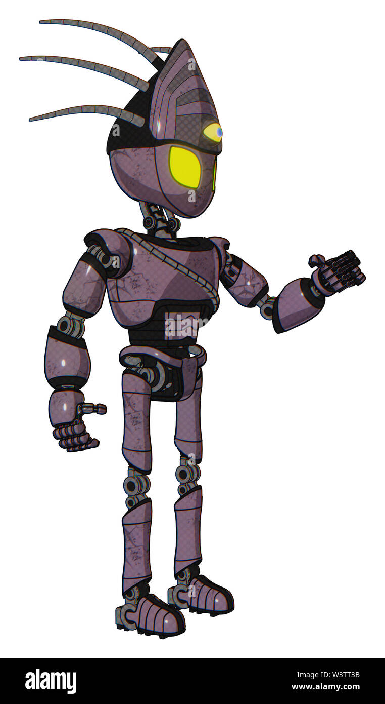 Automa contenente elementi: grigio stile alieno testa, gli occhi gialli, eyeball creatura corona, luce exoshielding torace, cavo telaio, Ultralight piede... Foto Stock