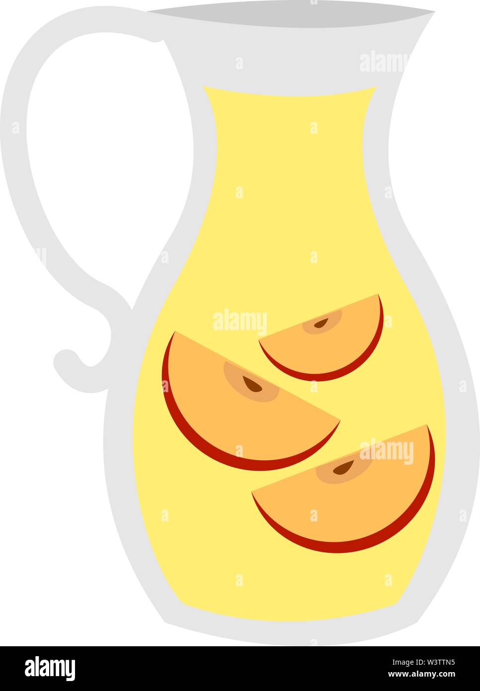 Il succo di mela in caraffa di vetro, illustrazione vettore su sfondo bianco. Illustrazione Vettoriale