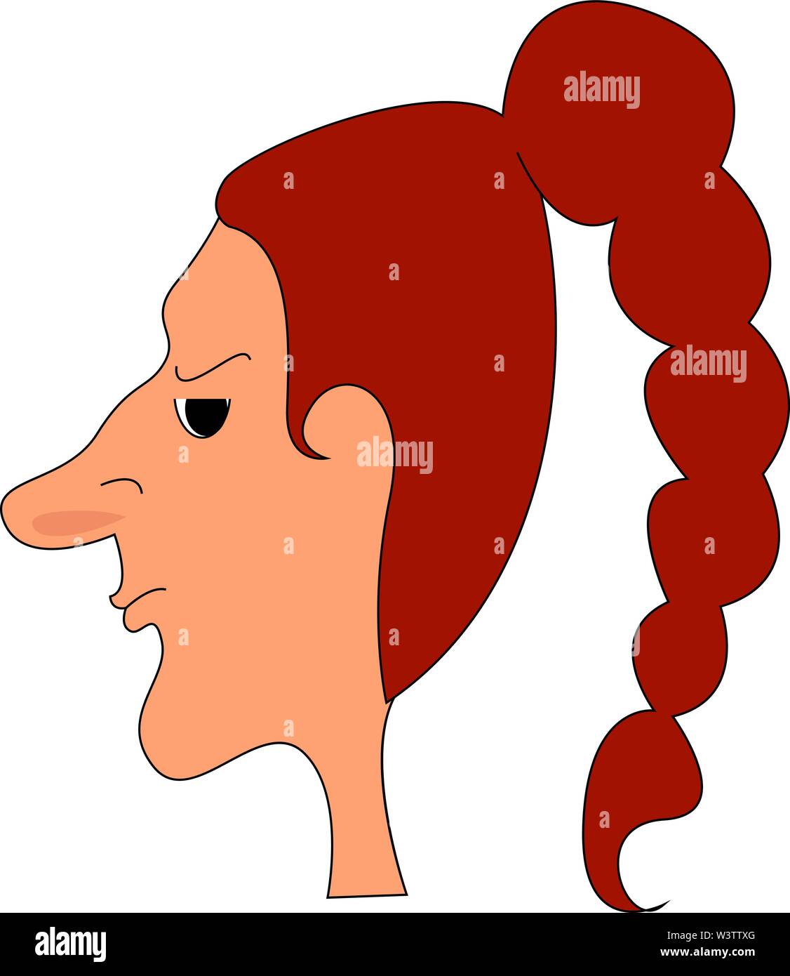 Angry red head girl, illustrazione, vettore su sfondo bianco. Illustrazione Vettoriale