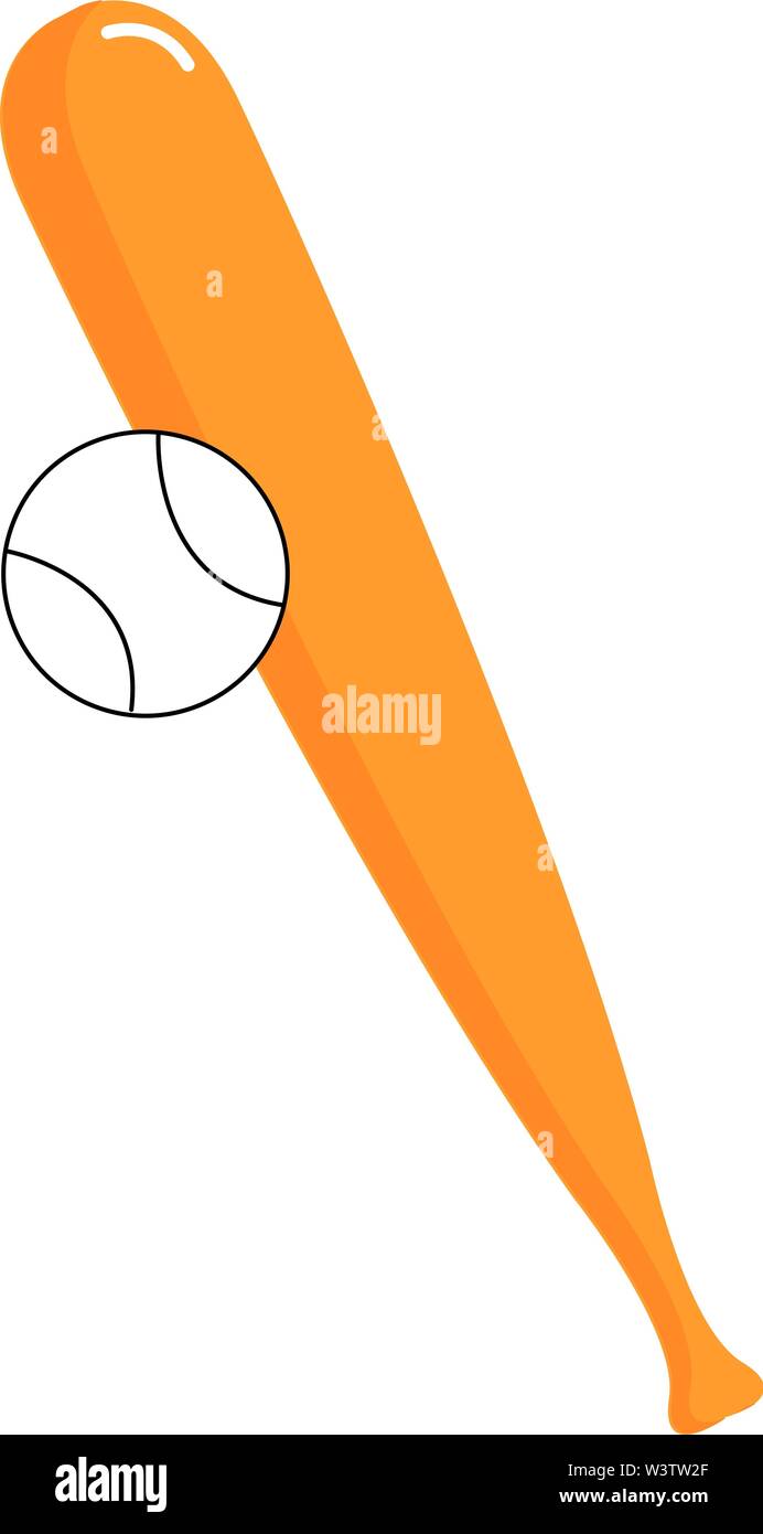 Mazza da baseball e la sfera, illustrazione vettore su sfondo bianco. Illustrazione Vettoriale