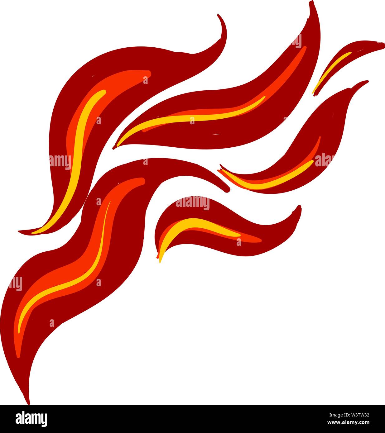 Fiamma di fuoco, illustrazione vettore su sfondo bianco. Illustrazione Vettoriale