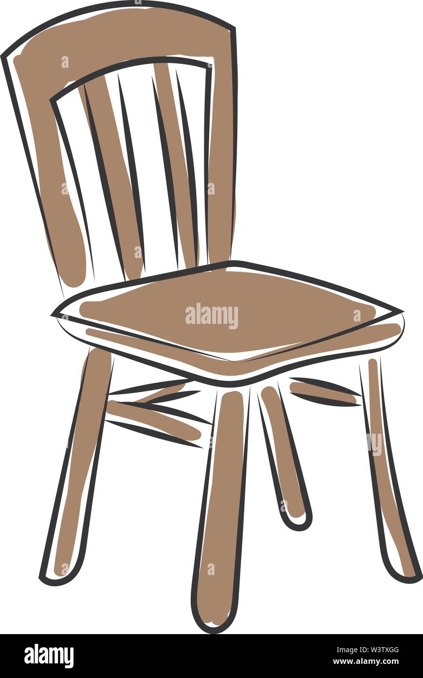 Vecchia sedia in legno, illustrazione vettore su sfondo bianco. Illustrazione Vettoriale