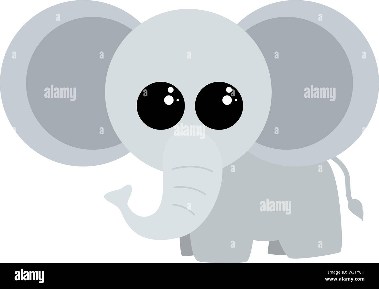 Carino baby elephant, illustrazione vettore su sfondo bianco. Illustrazione Vettoriale