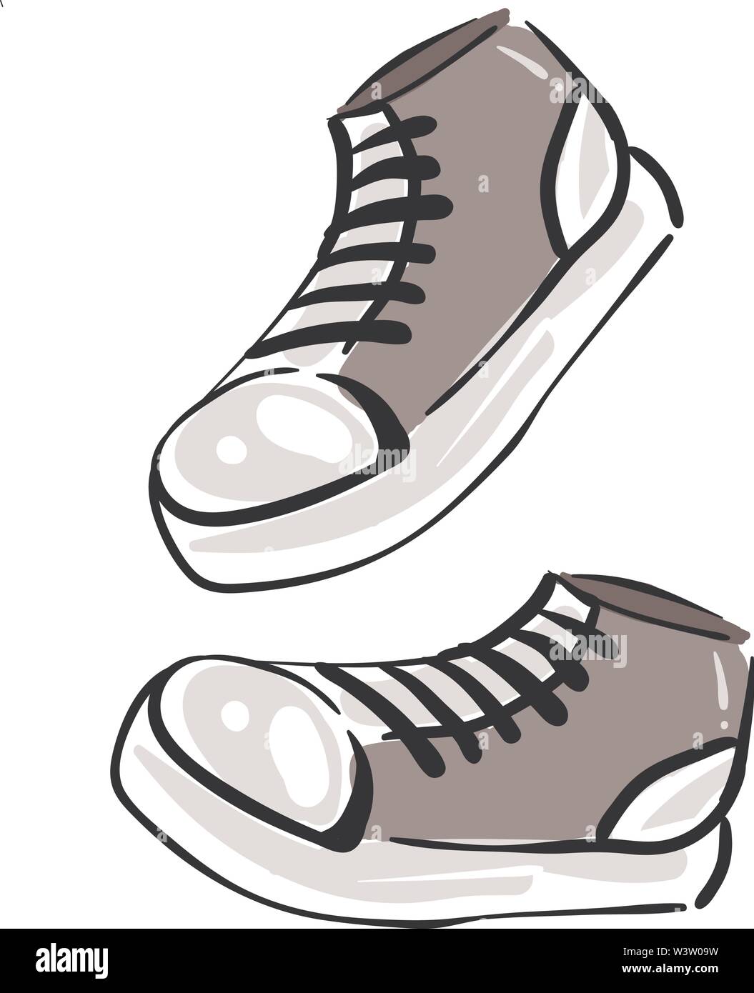Sneakers grigio, illustrazione vettore su sfondo bianco Illustrazione Vettoriale
