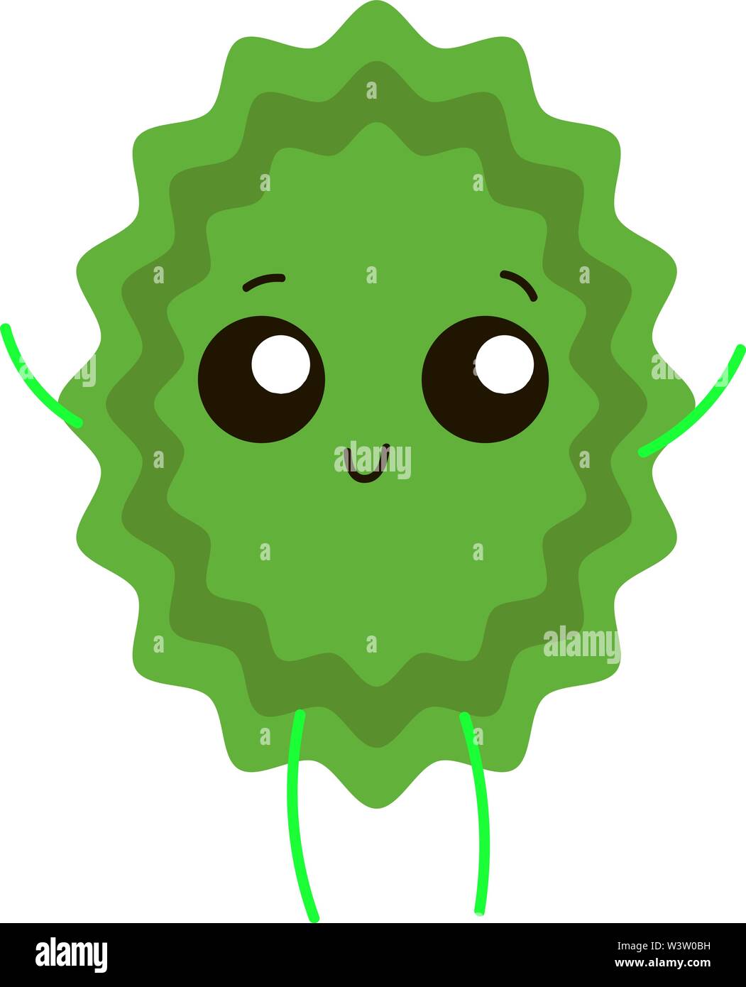 Carino mostro verde, illustrazione vettore su sfondo bianco Illustrazione Vettoriale