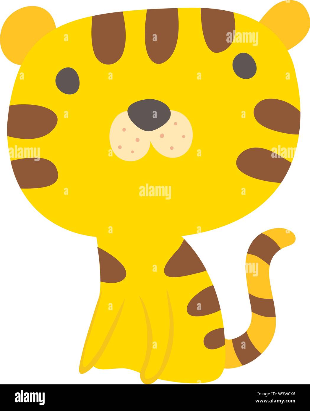 Carino baby tiger, illustrazione, vettore su sfondo bianco Illustrazione Vettoriale