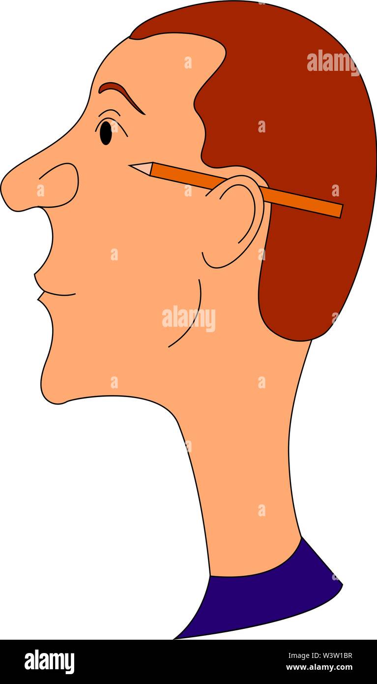 Uomo con matita, illustrazione, vettore su sfondo bianco Illustrazione Vettoriale