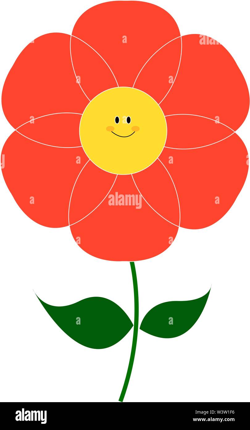 Fiore rosso con gli occhi, illustrazione vettore su sfondo bianco Illustrazione Vettoriale