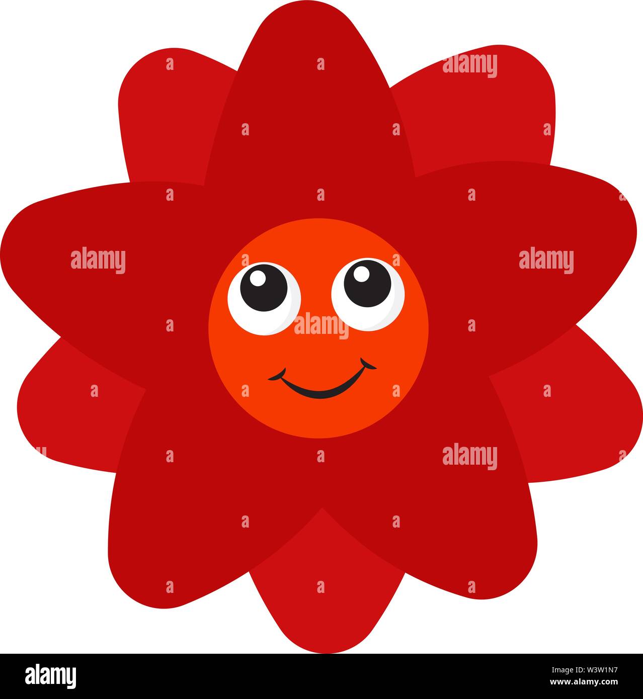 Fiore rosso sorrisi, illustrazione vettore su sfondo bianco Illustrazione Vettoriale