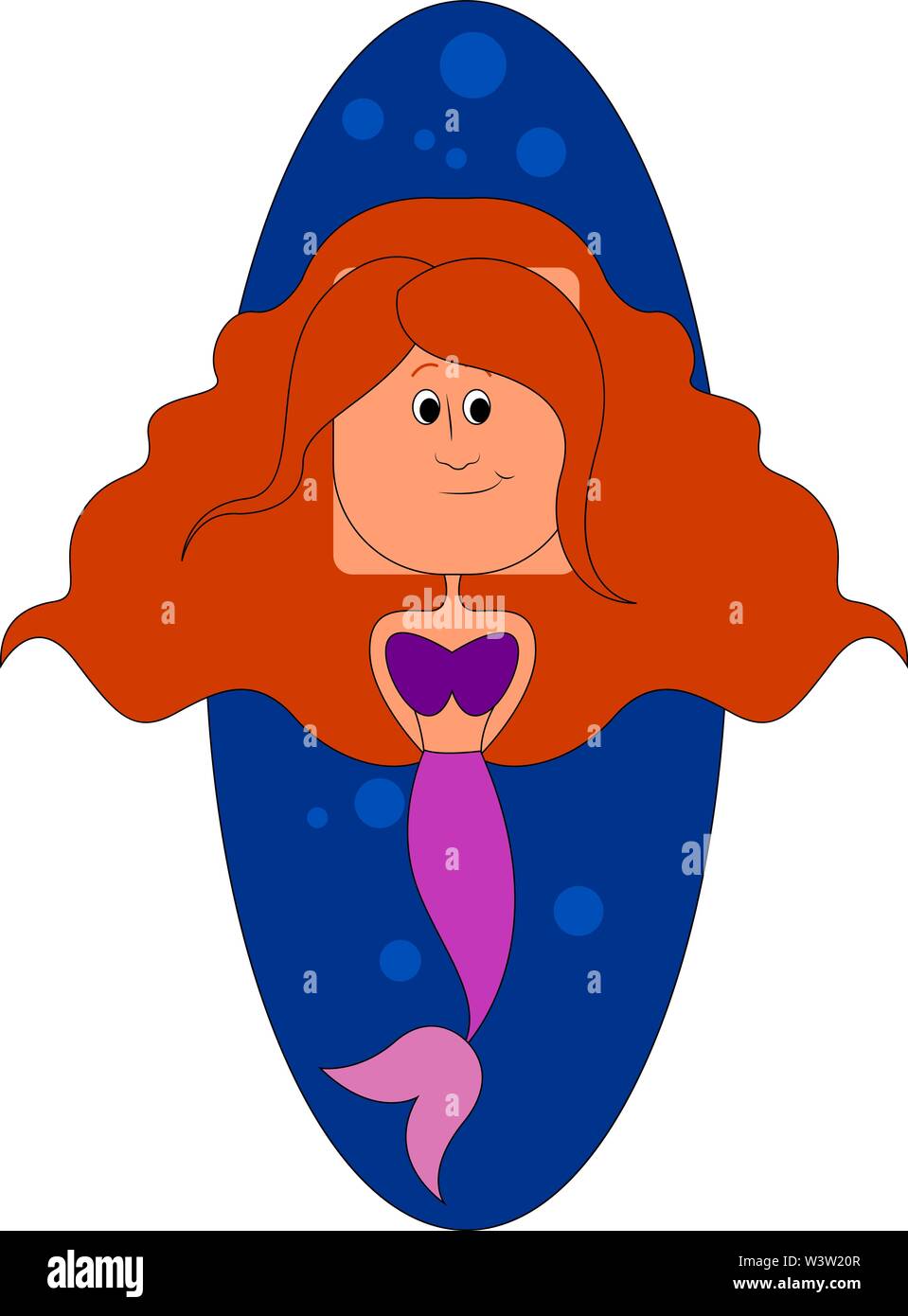 Mermaid in mare, illustrazione, vettore su sfondo bianco Illustrazione Vettoriale