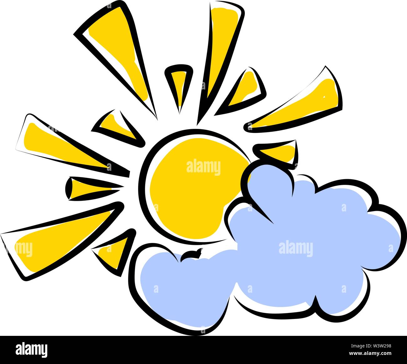 Sub dietro le nuvole, illustrazione vettore su sfondo bianco Illustrazione Vettoriale