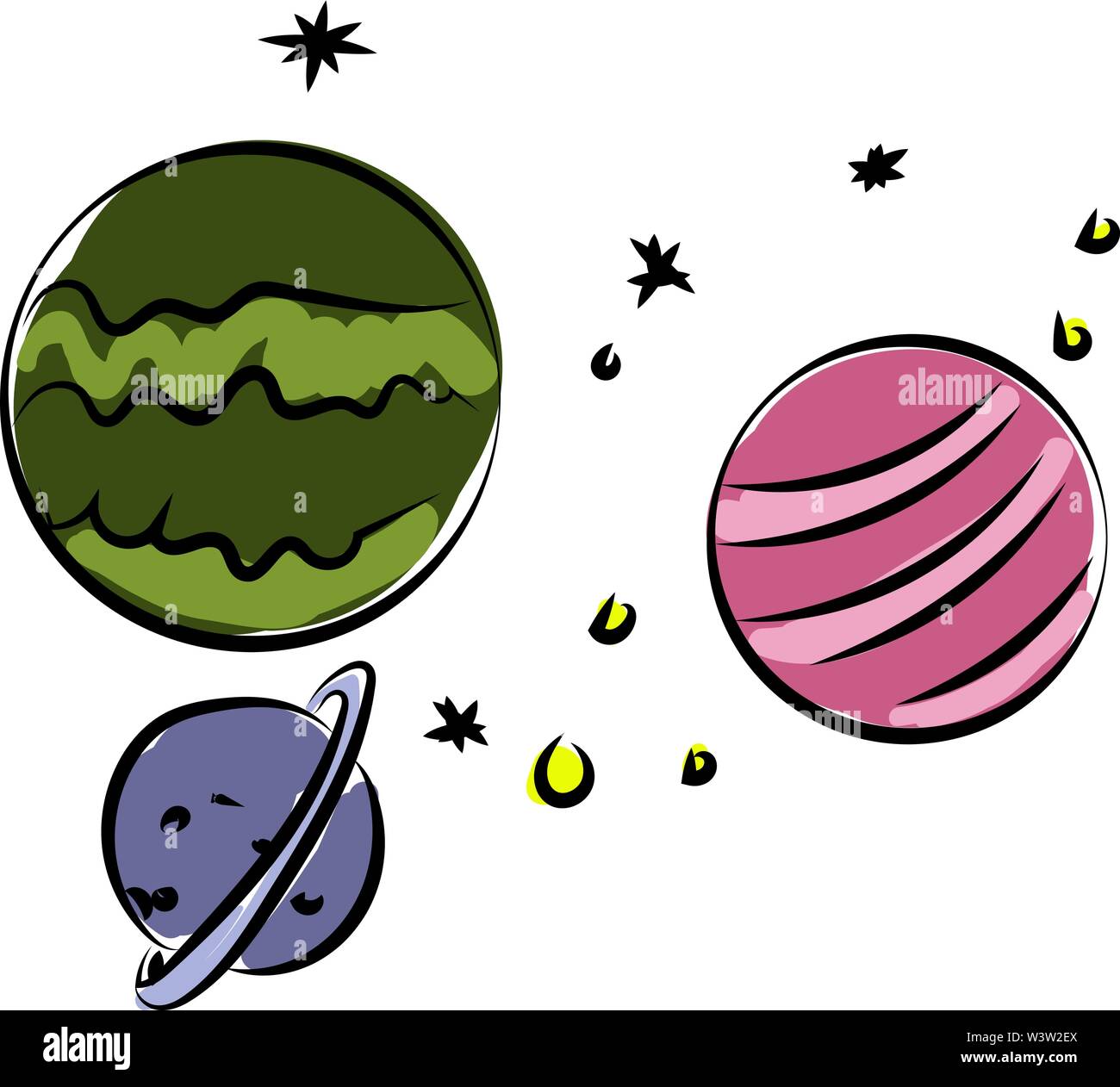 Pianeti nello spazio, illustrazione vettore su sfondo bianco Illustrazione Vettoriale