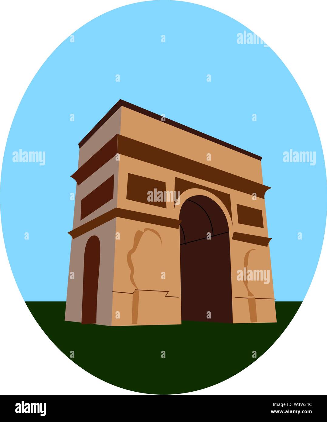 Arc de Triomphe, illustrazione vettore su sfondo bianco. Illustrazione Vettoriale