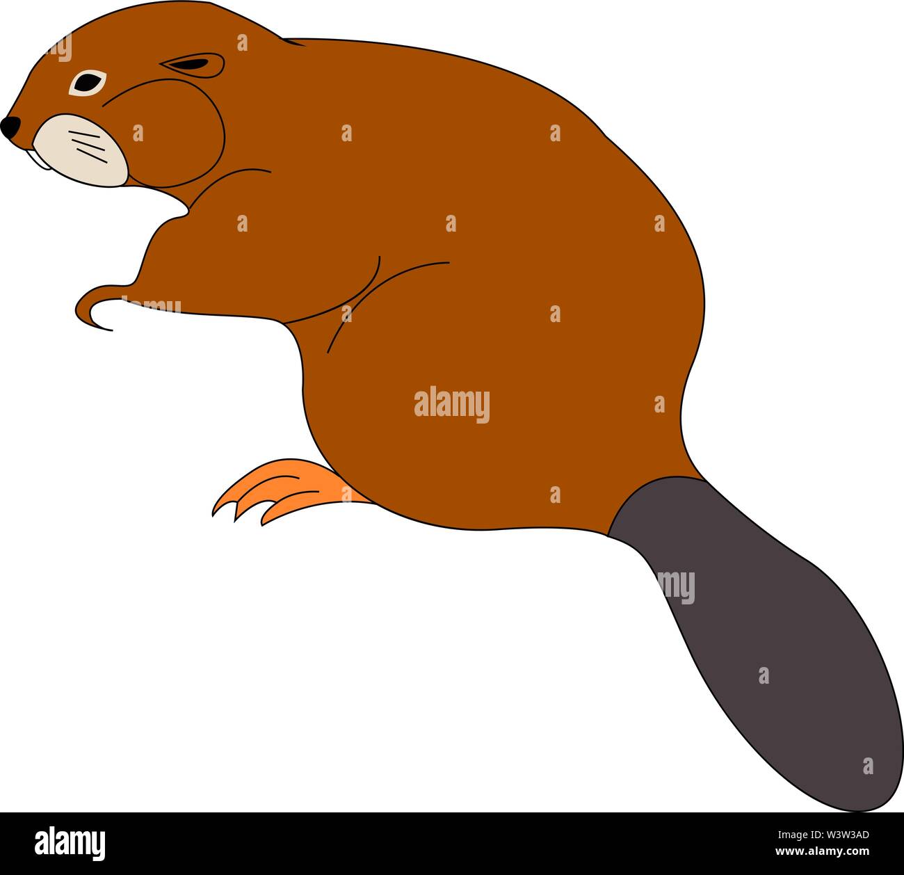 Brown beaver, illustrazione vettore su sfondo bianco. Illustrazione Vettoriale