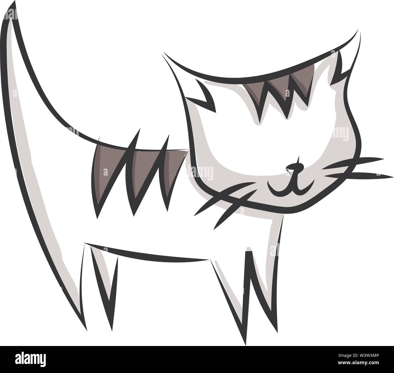 Disegno di gatto, illustrazione vettore su sfondo bianco. Illustrazione Vettoriale