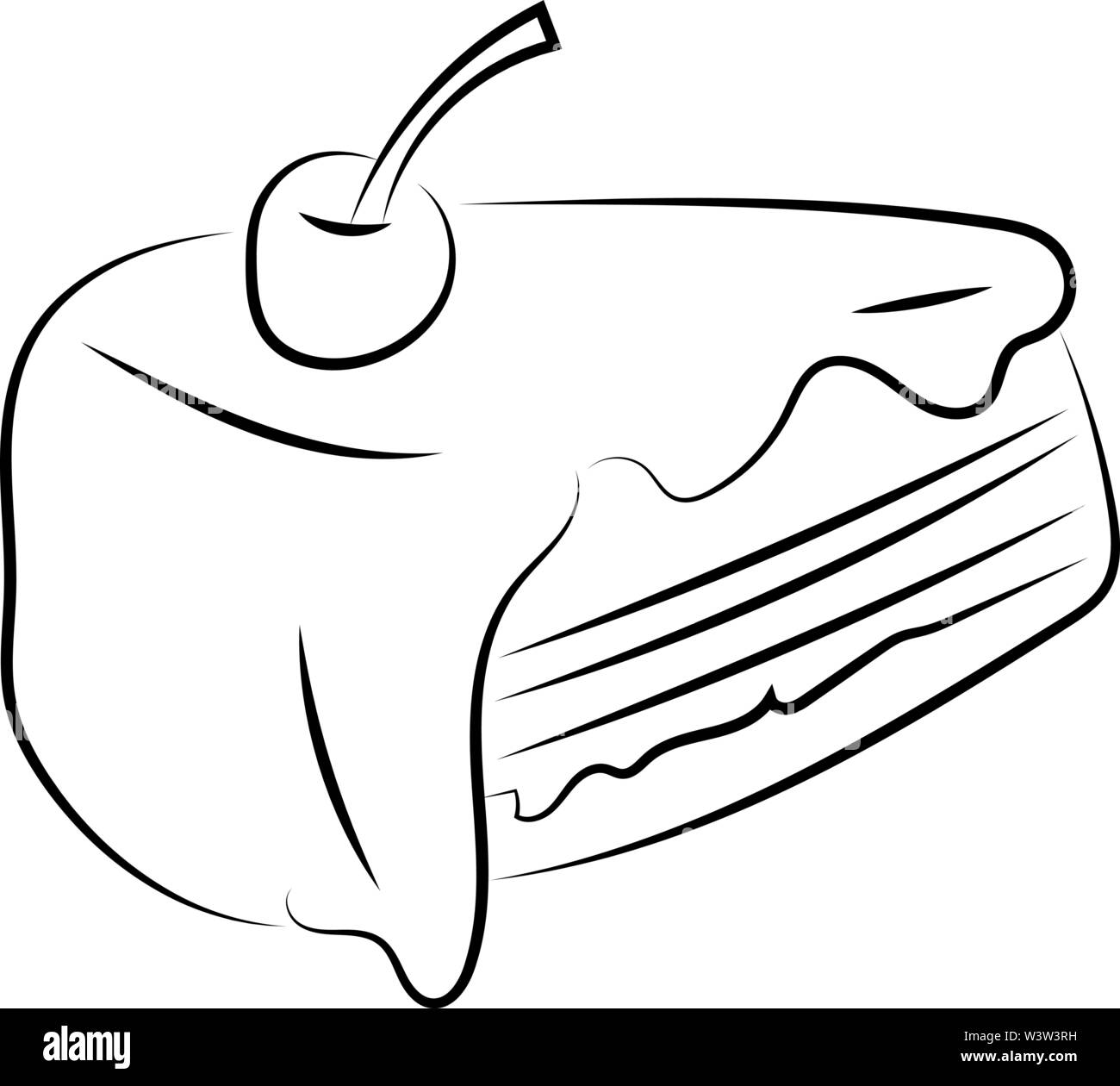 Torta di ciliegie disegno, illustrazione, vettore su sfondo bianco. Illustrazione Vettoriale