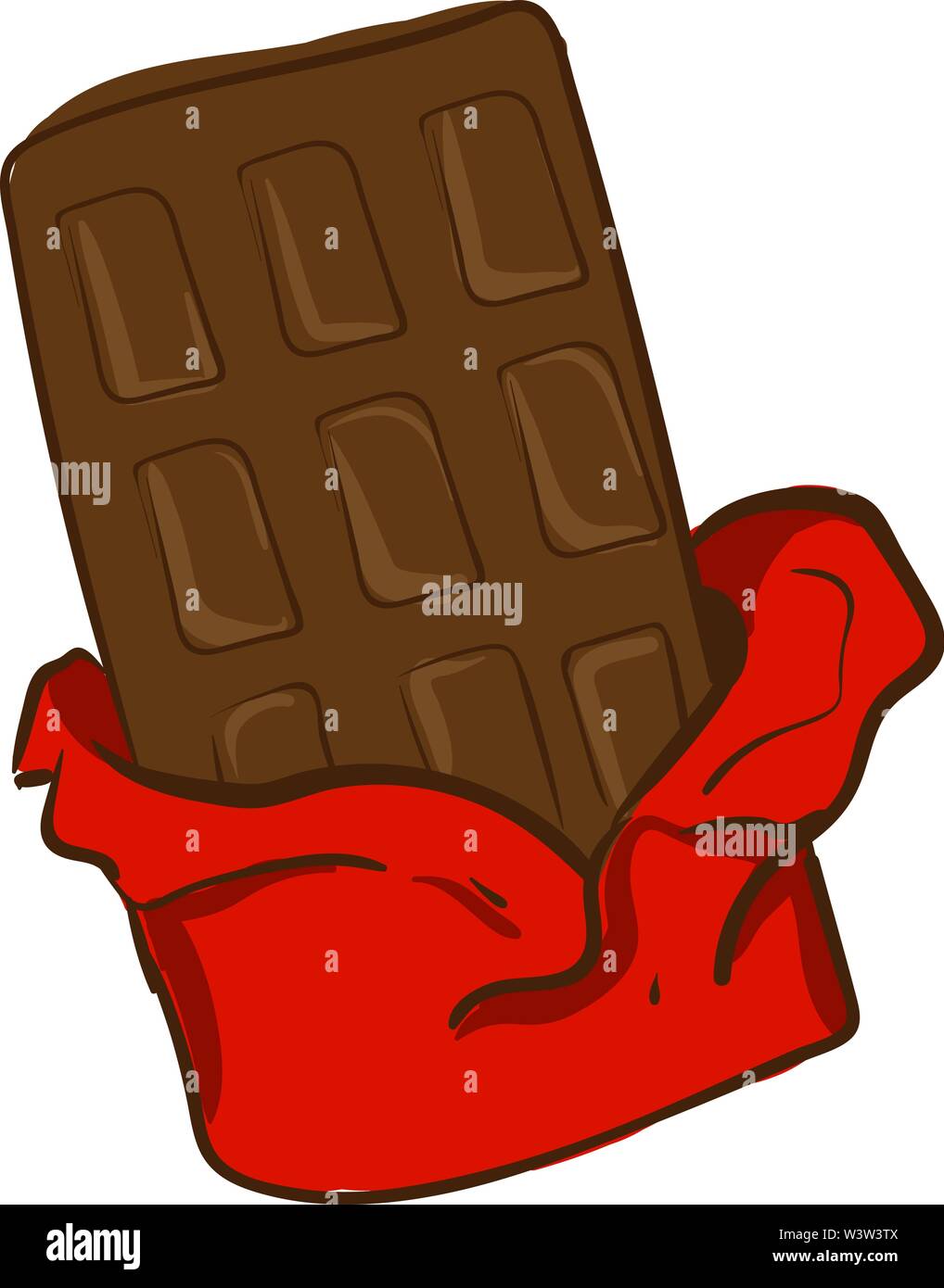Cioccolato in confezione rossa, illustrazione vettore su sfondo bianco. Illustrazione Vettoriale