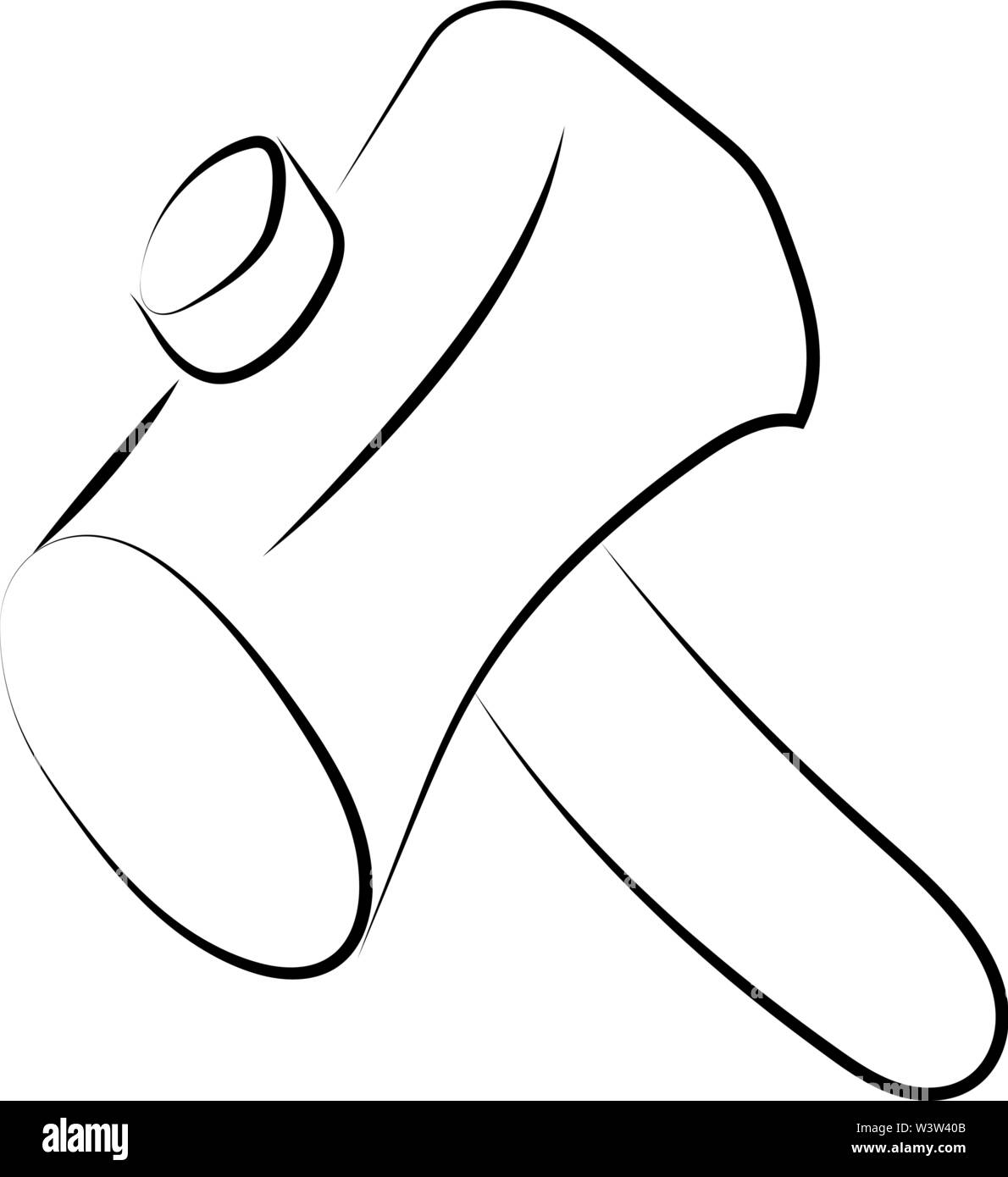 Disegno di martello, illustrazione vettore su sfondo bianco. Illustrazione Vettoriale