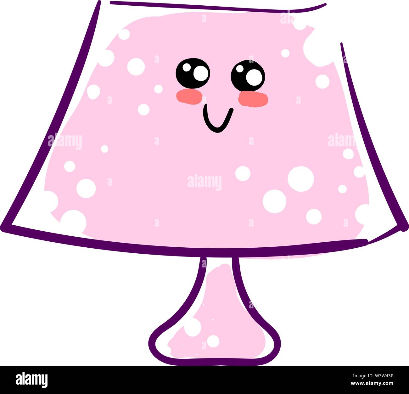 Carino lampada rosa, illustrazione vettore su sfondo bianco. Illustrazione Vettoriale